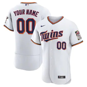 mens nike white minnesota twins home authentic custom patch